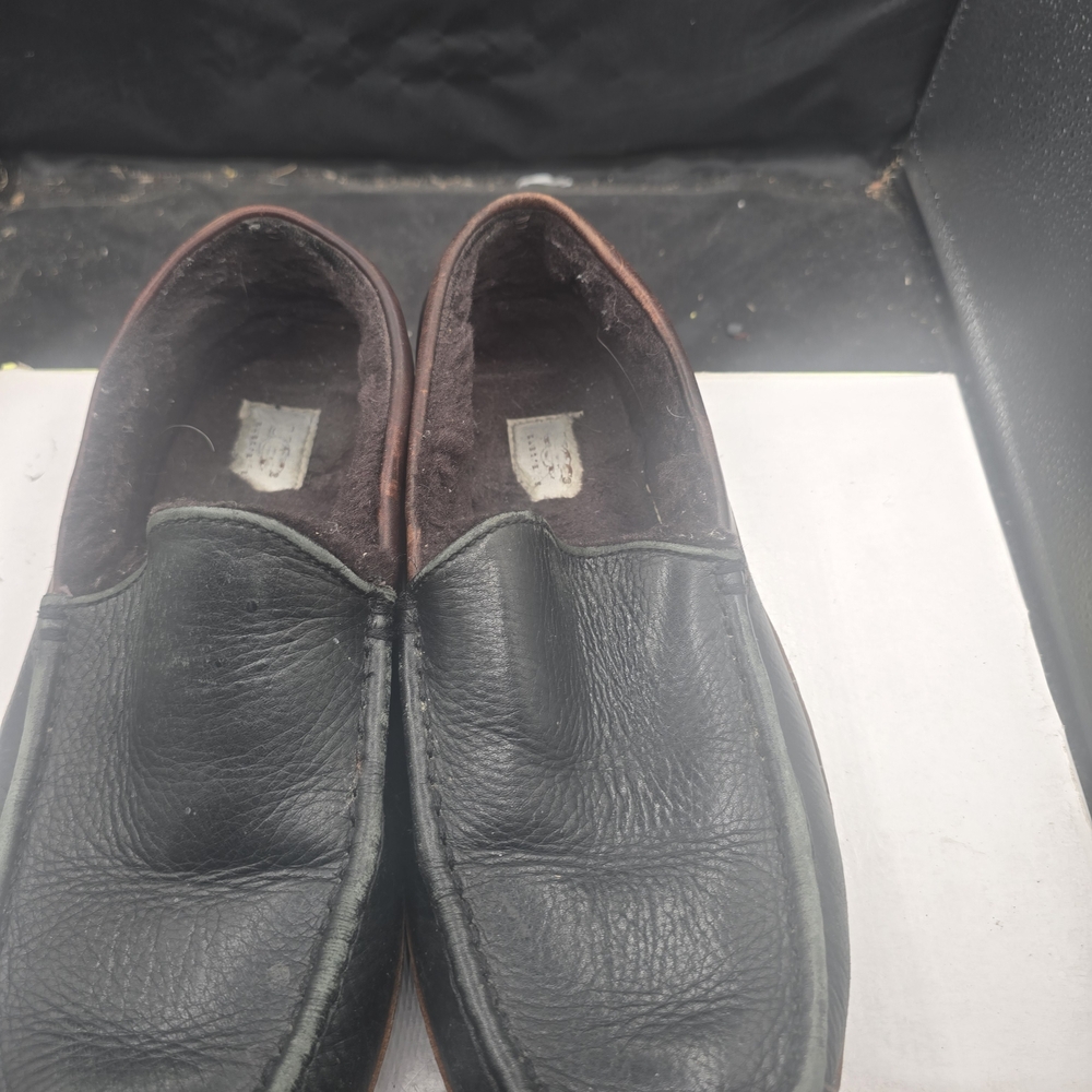 UGG Black Leather Slip-On Loafers